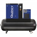 Quincy QGS-15 Rotary Screw Compressor — 54.9 CFM at 125 PSI, 3-Phase, 120-Gallon Horizontal, Tank-Mount with Dryer, Model# 4152021984